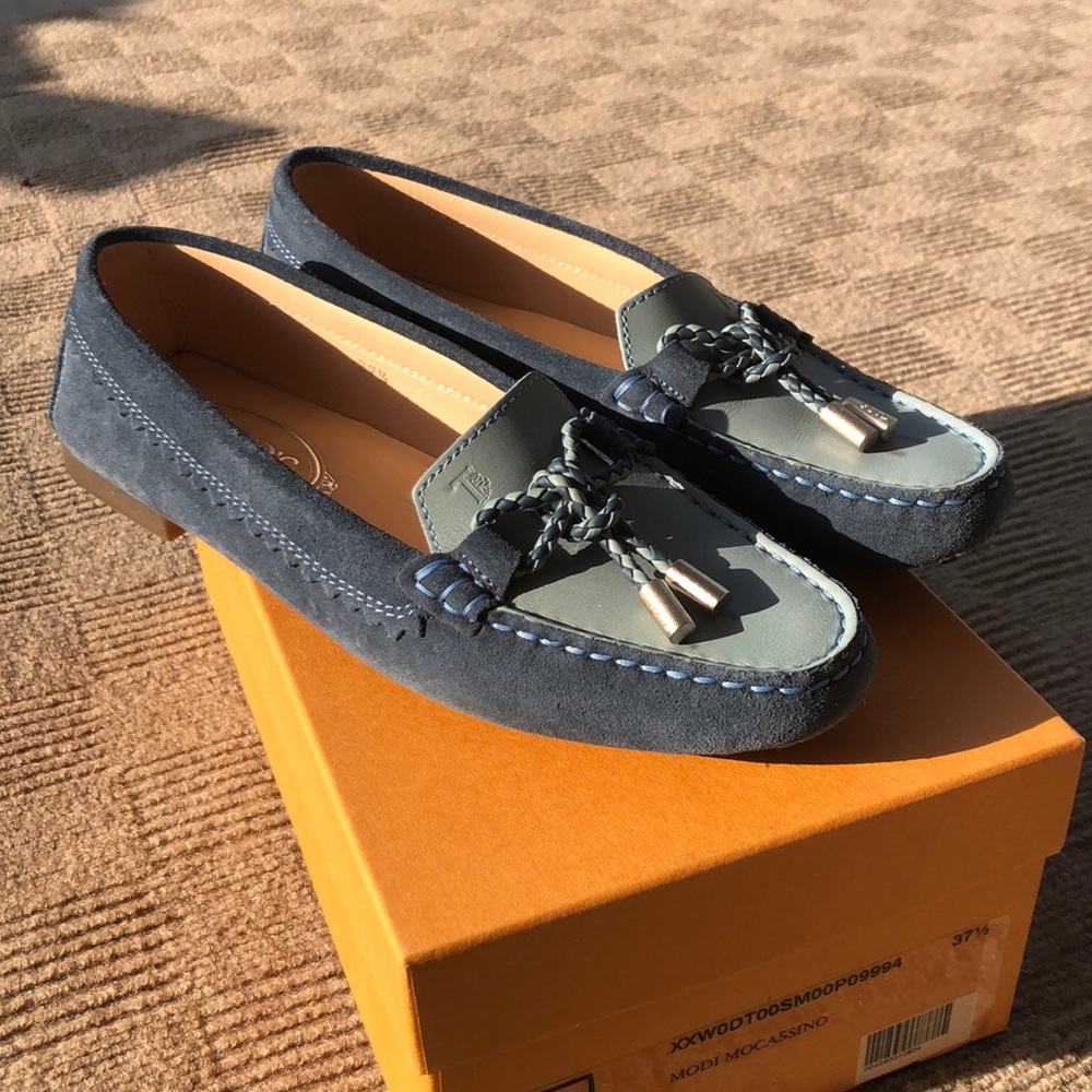 Blue suede tod loafers (worn once)